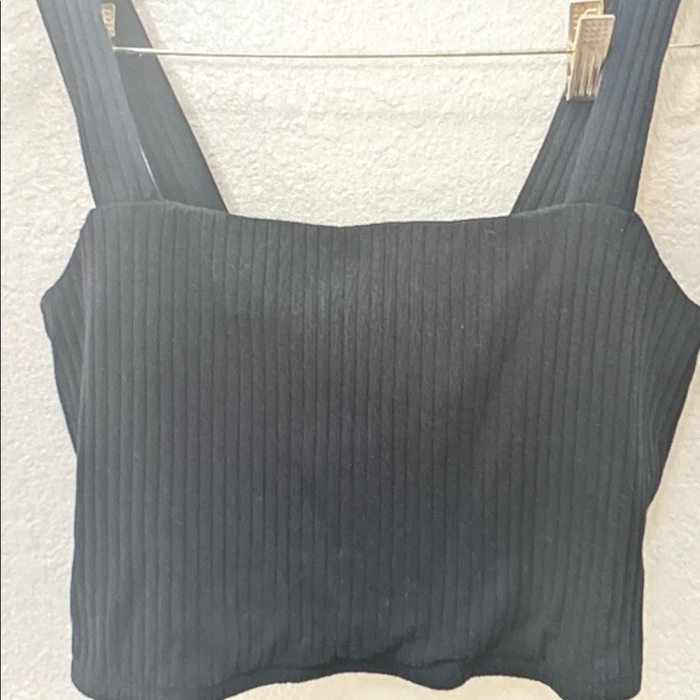 American Apparel Black Ribbed Square-Neck Tank